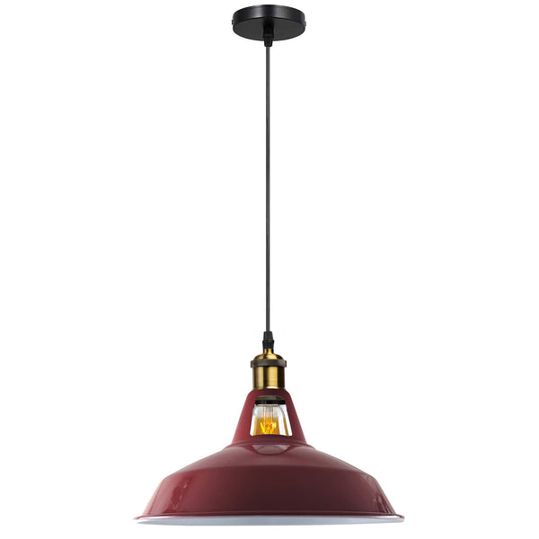Metalen plafond hanglamp LED moderne lampenkap hanglamp ~5870 – Bourgondië / Nee