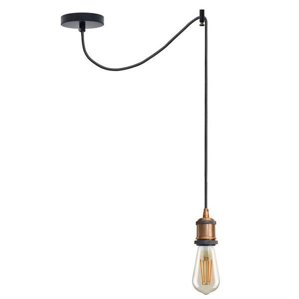 Ceiling Pendant Light Fitting Long Drop | Spider Pendant Light Industrial Kit | 2m Cable ~6179 – Yellow Brass / No