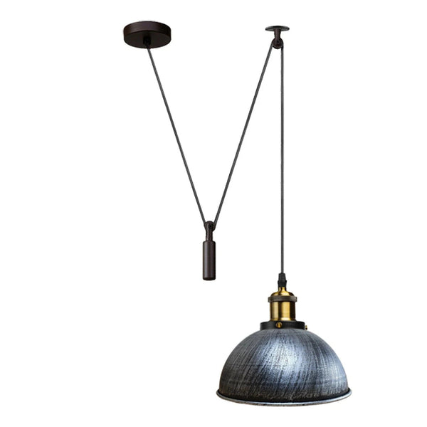 Pulley Pendant Light E27 Metal ~6283 – Brushed Silver / Yes