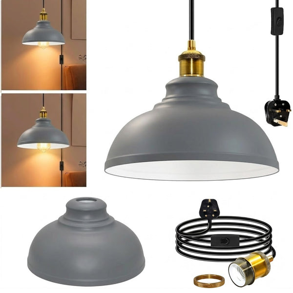 4m Long Swag Plug-in Pendant E27 With Swich  ~6813 – Grey