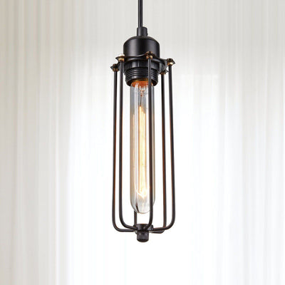 Long Tube Hanging Ceiling Pendant Lights Metal Cage Lampshade ~6142
