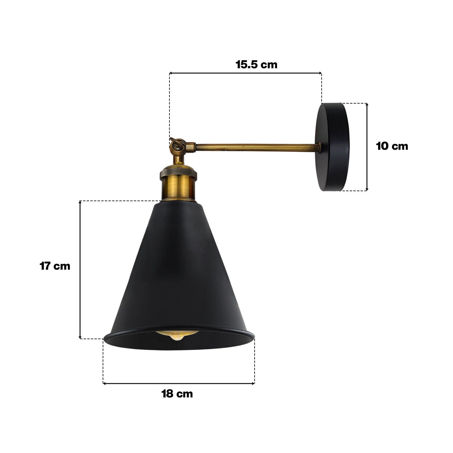 cone shaped  black wall sconce