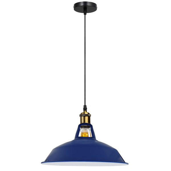 Metalen plafond hanglamp LED moderne lampenkap hanglamp ~5870 – Marineblauw / Nee