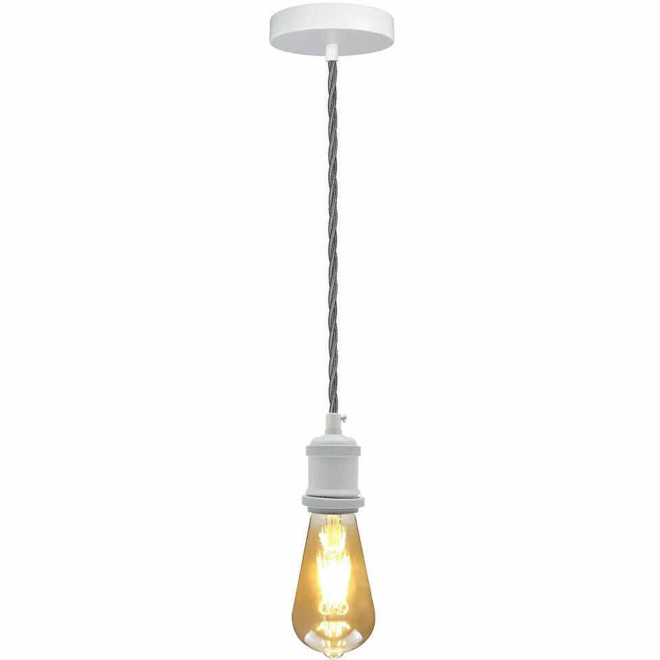 vintage style black and white twisted cable pendant lamp