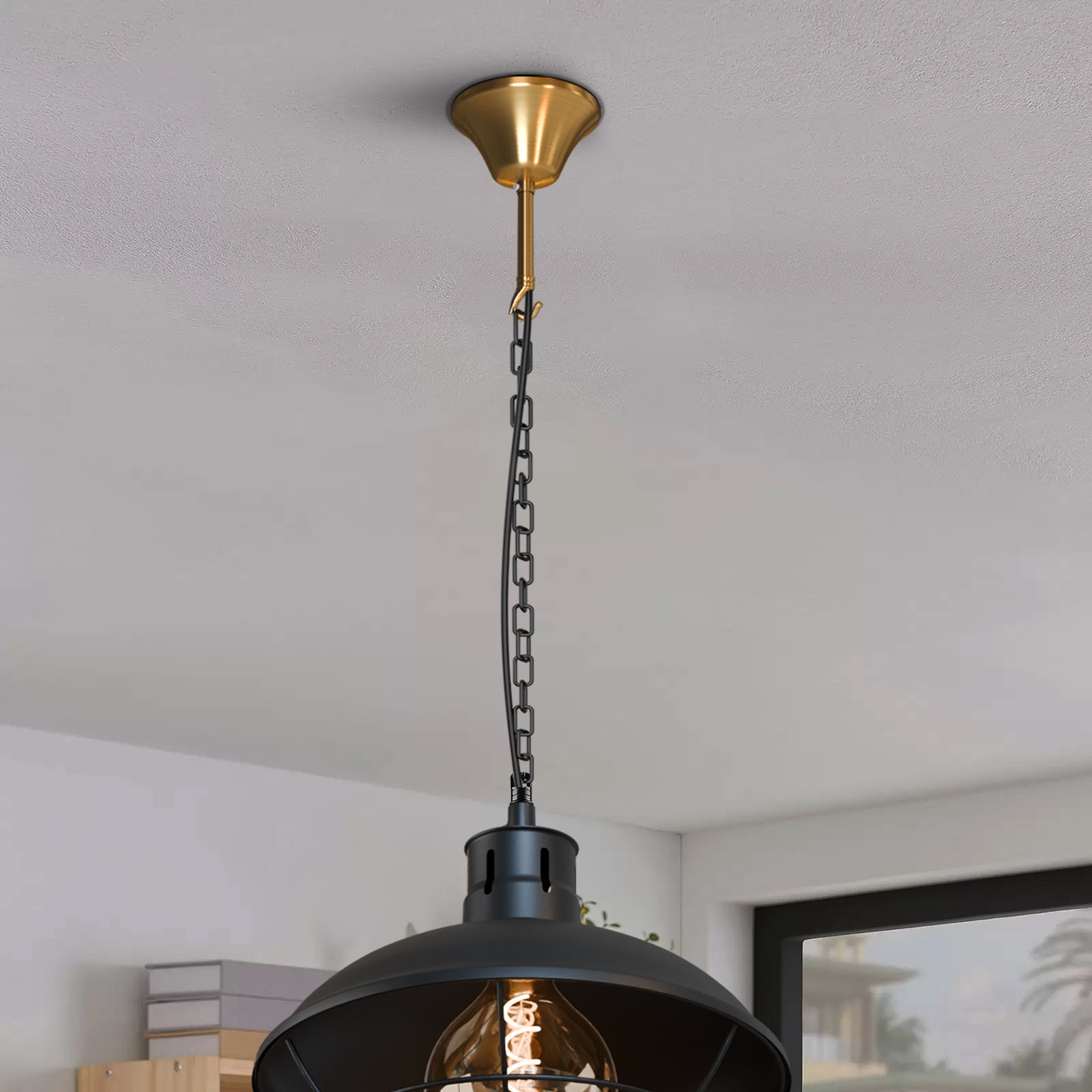 Modern E27 pendant light ceiling rose set with 1m cable