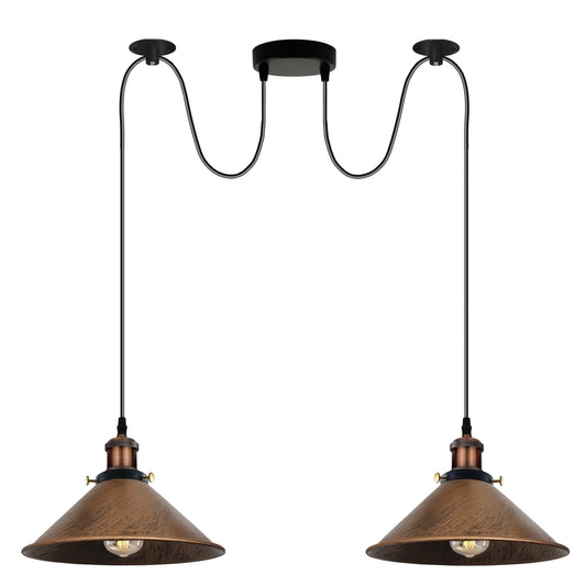 Geborsteld koper 2-weg retro industriële plafondlamp E27 hanglamp ~ 3509