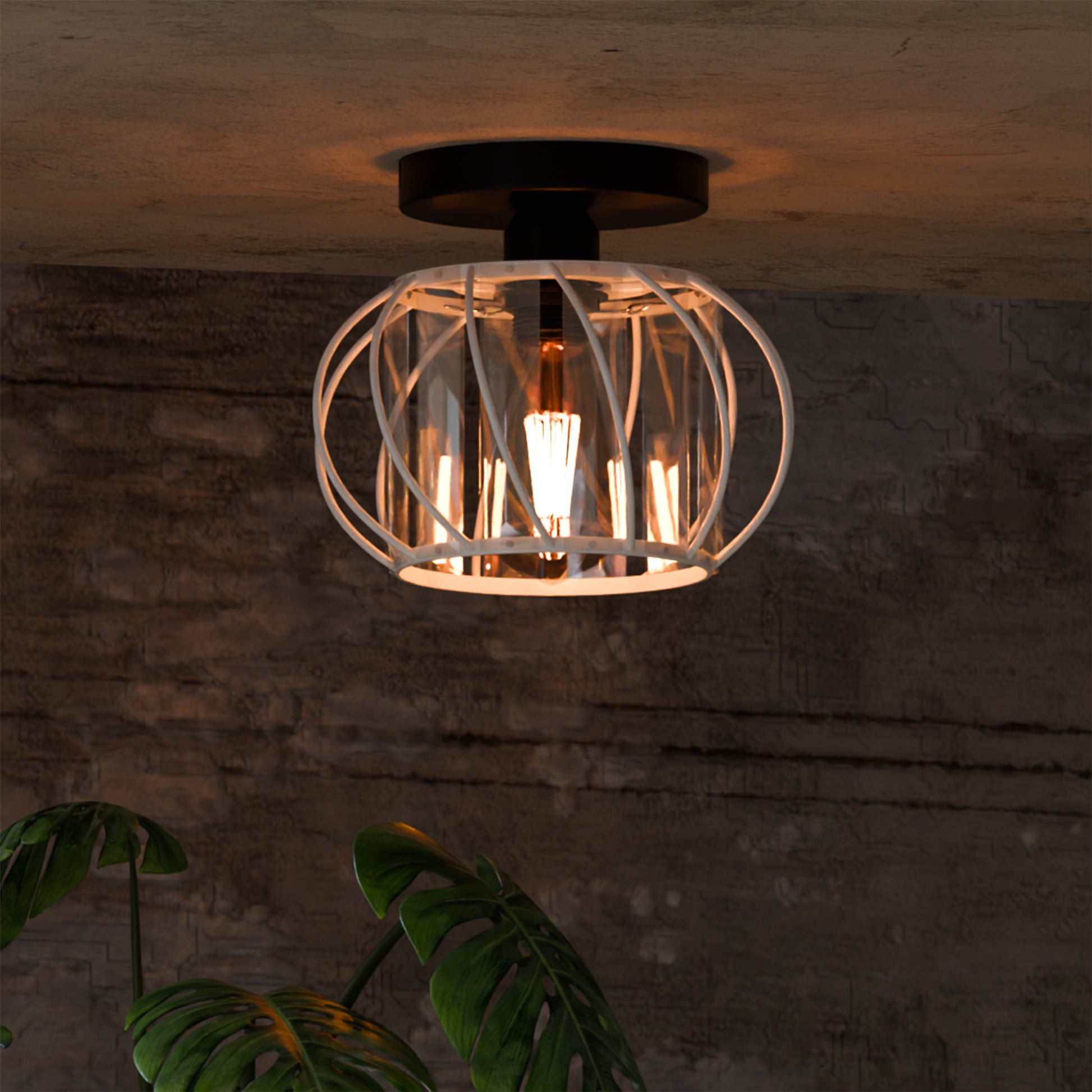 modern metal and glass ceiling light