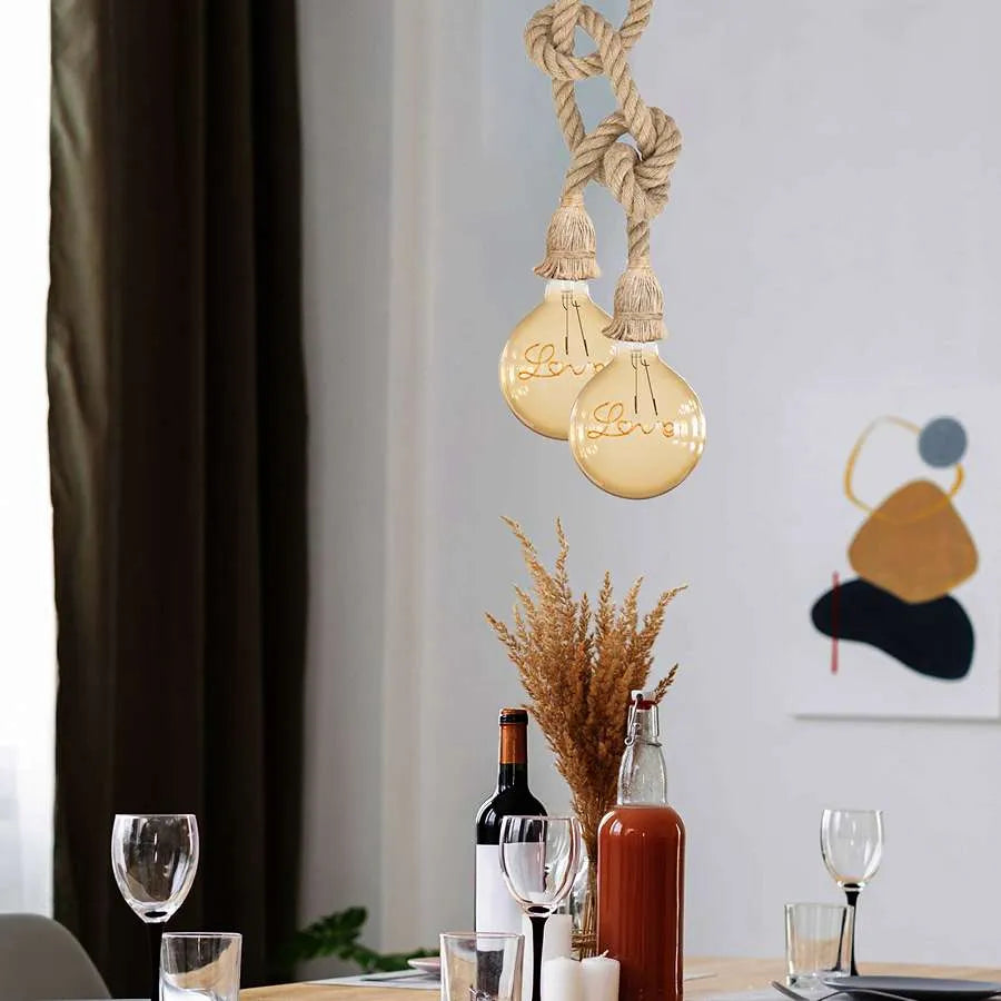 Modern Hemp Rope Pendant Light over Dining Table light