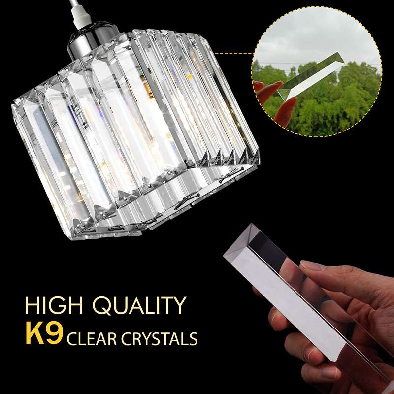 Crystal Shade Square Mini Pendant Kitchen Island Light