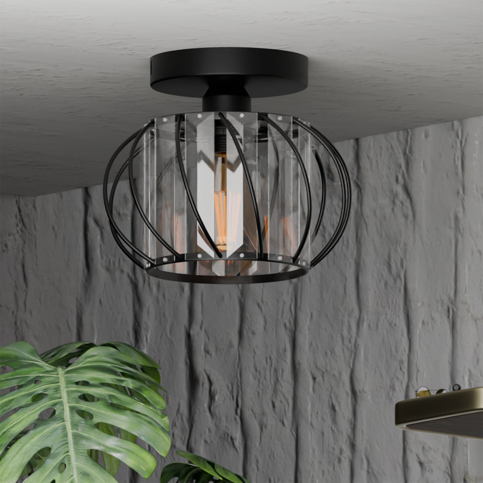 modern metal and glass ceiling light