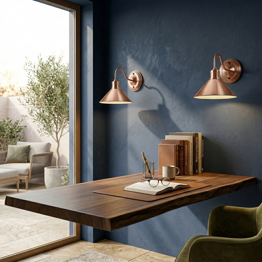 Vintage metalen wandlamp met zwanenhalskap ~5575
