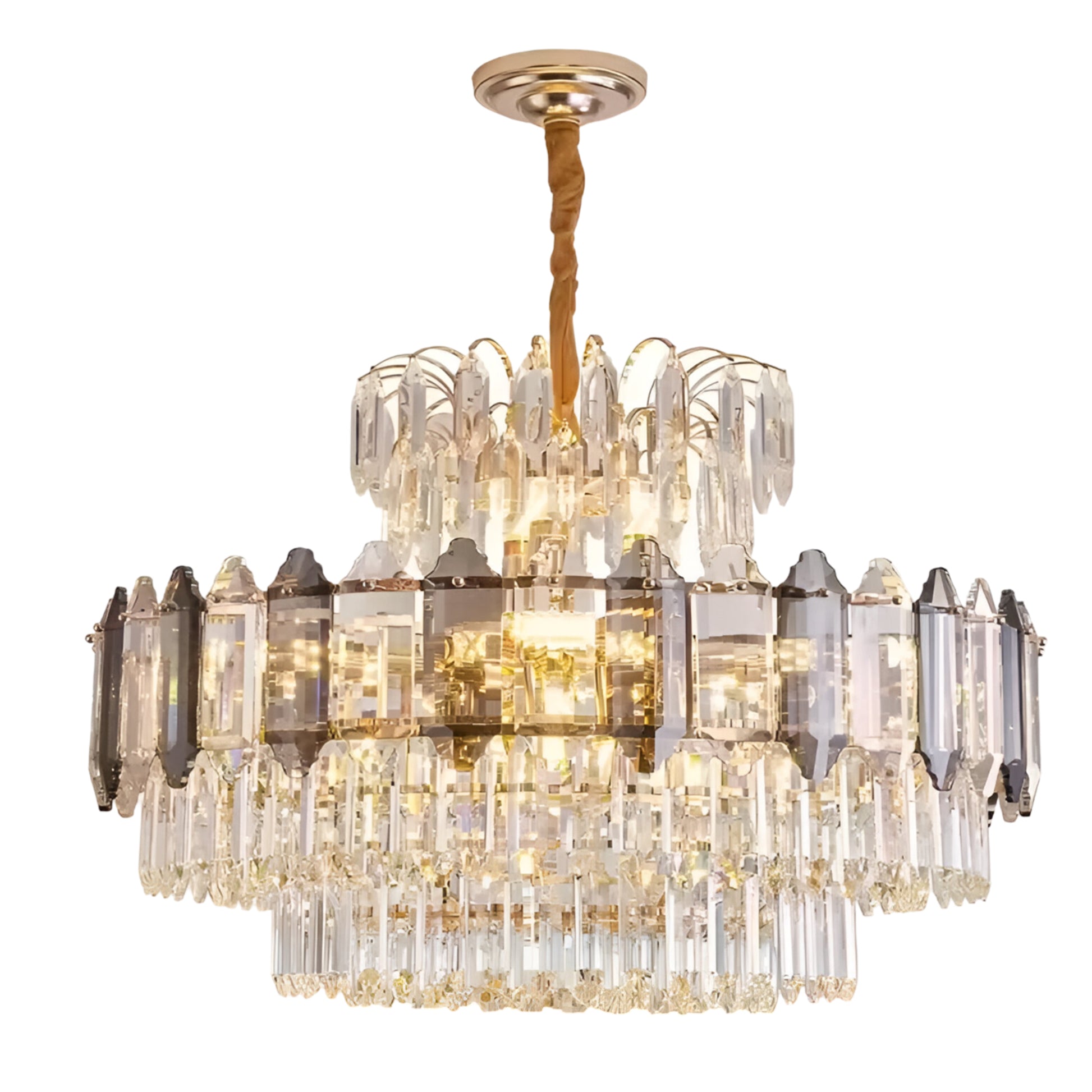 Brass crystal chandeliers