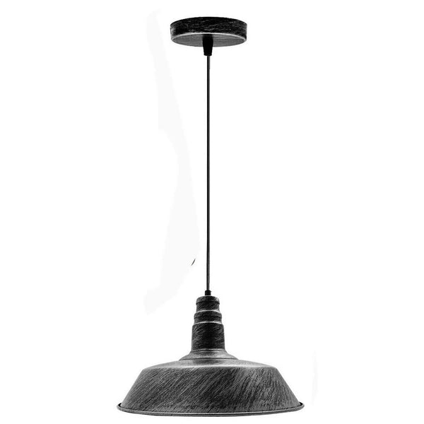 Vintage hangende plafondlamp ~5668 – Geborsteld zilver / 36CM