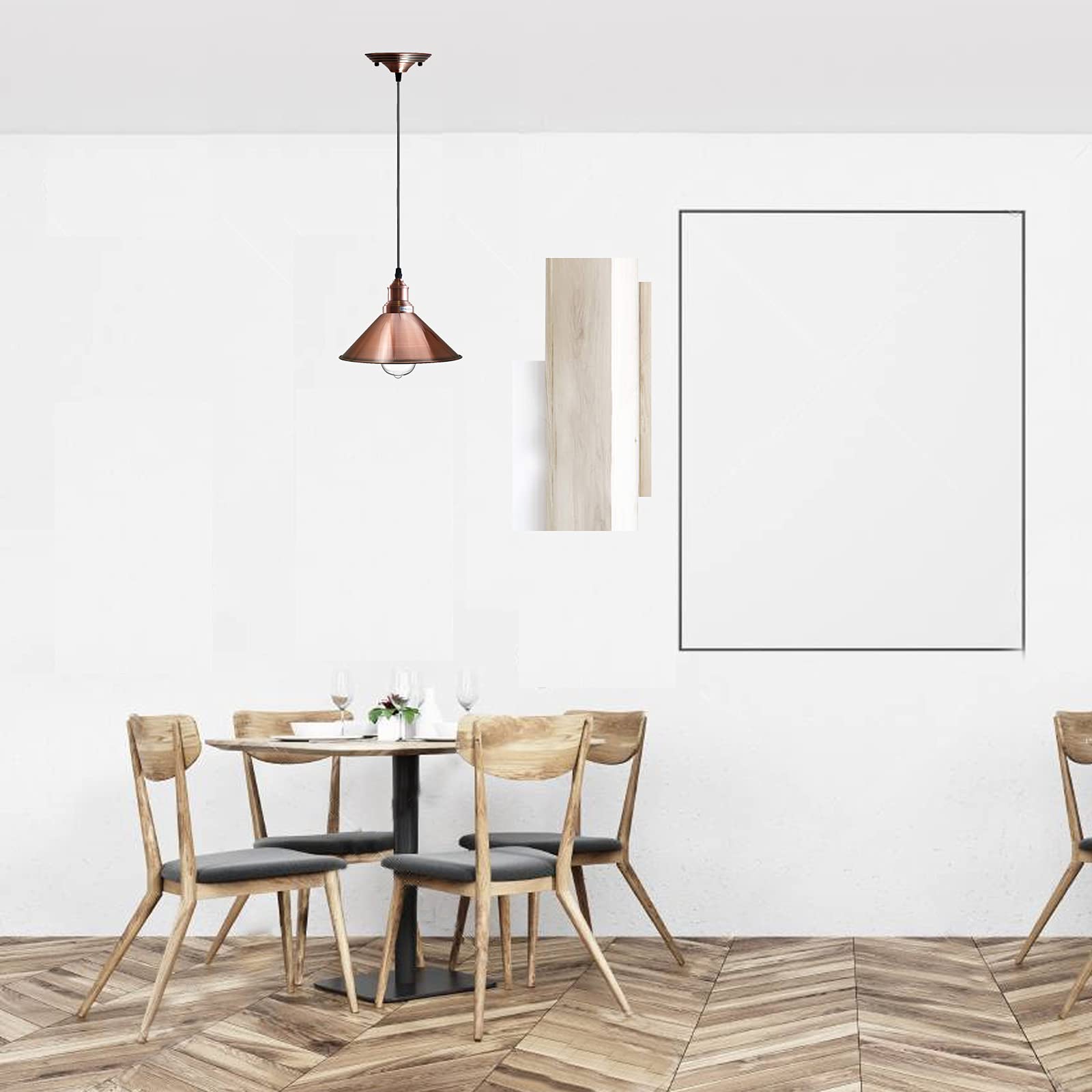 Industrial cone ceiling light with vintage bulb