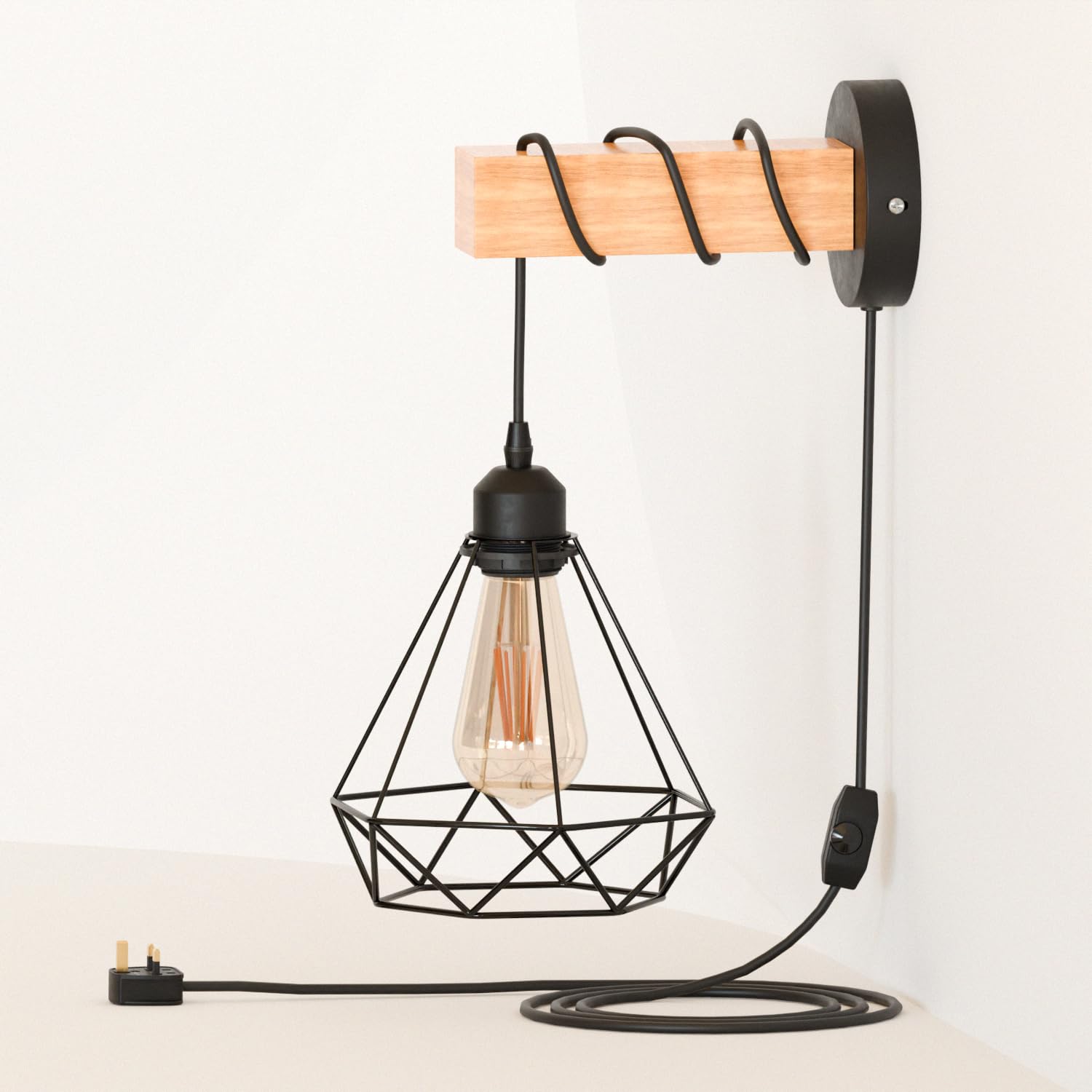 light with edison wall rustic