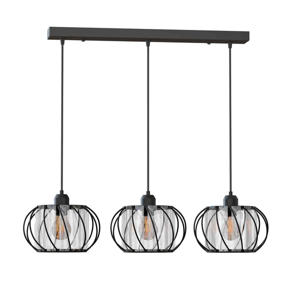 3 Light Crystal Glass Pendant Lamp ~6537 – Black / Yes