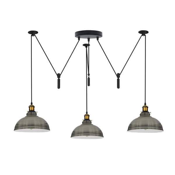 Industrial Pendant Light with Adjustable Heads ~6400 – Satin nickel