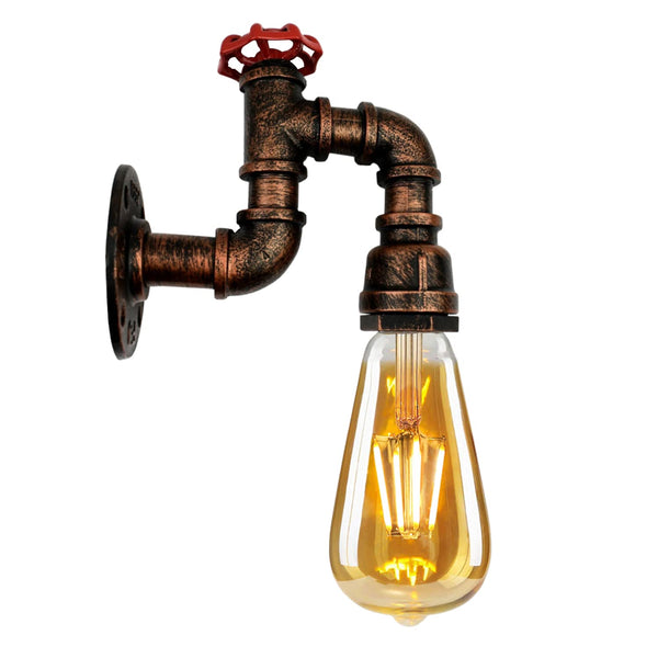 Industriële E27 rustieke waterleiding wandlamp, industriële wandlamp~2886 – Rustiek Rood