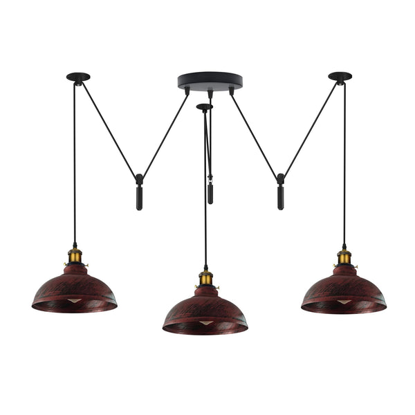 Industrial Pendant Light with Adjustable Heads ~6400 – Rustic red