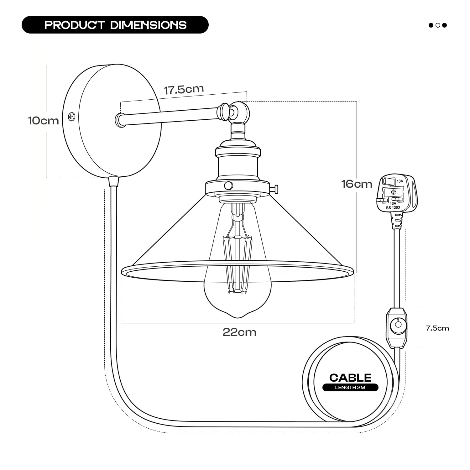 in wall industrial lamp bedroo