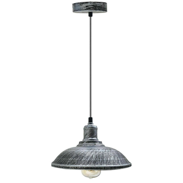 Vintage hangende plafondlamp ~5668 – Geborsteld zilver / 24CM