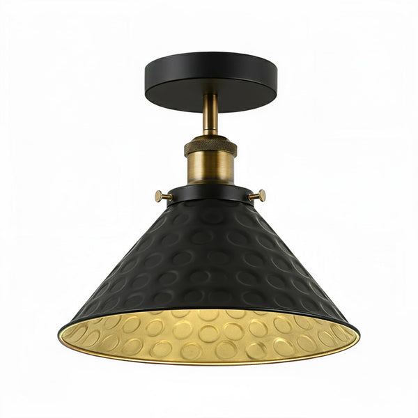 Black Semi Flush Mount Ceiling Light ~6566 – Black Inner Gold Without Bulb