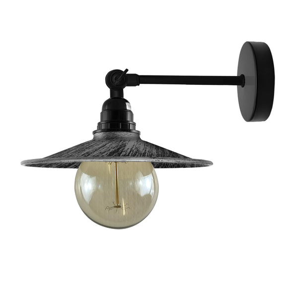 Metal Flat Shade Vintage Wall Sconce Wall Light Fixtures ~6136 – Brushed Silver / Yes