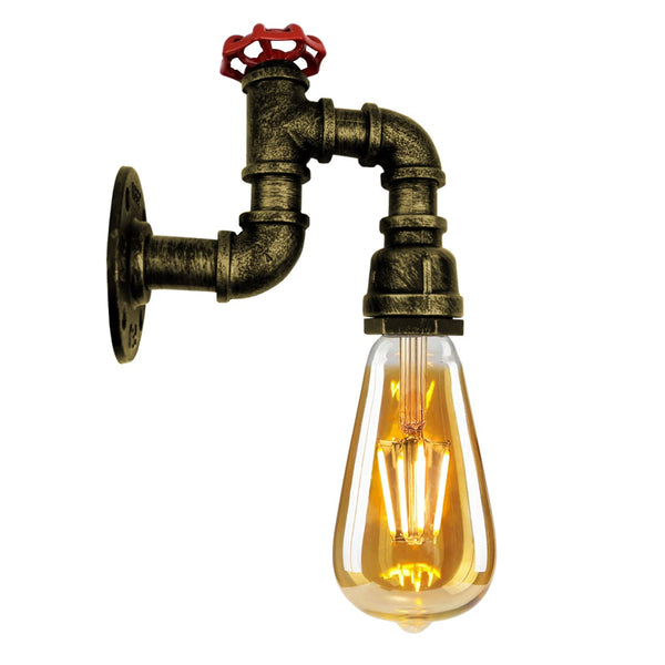 Industriële E27 rustieke waterleiding wandlamp, industriële wandlamp~2886 – Geborsteld messing