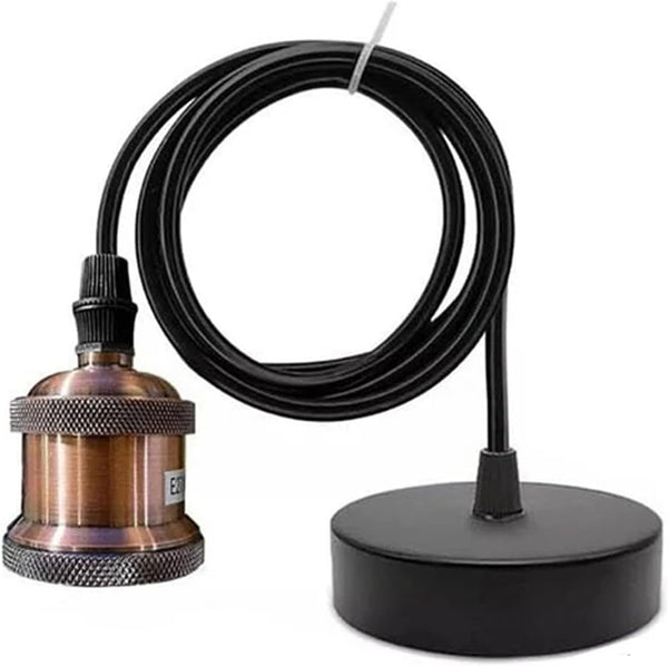 Industrial Brass Pendant Light E27 Vintage Edison Fitting ~6038 – Copper / Yes