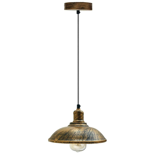 Vintage hangende plafondlamp ~5668 – Geborsteld koper / 24CM