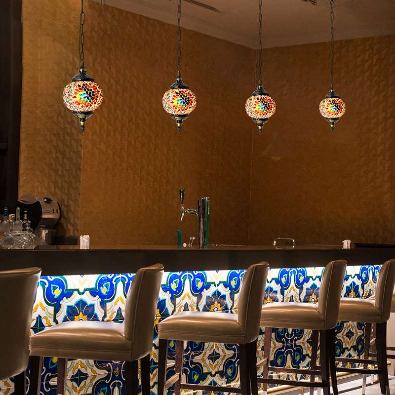 Turkish Mosaic tiles Glass Pendant Light fixture Globe shape-Application 5