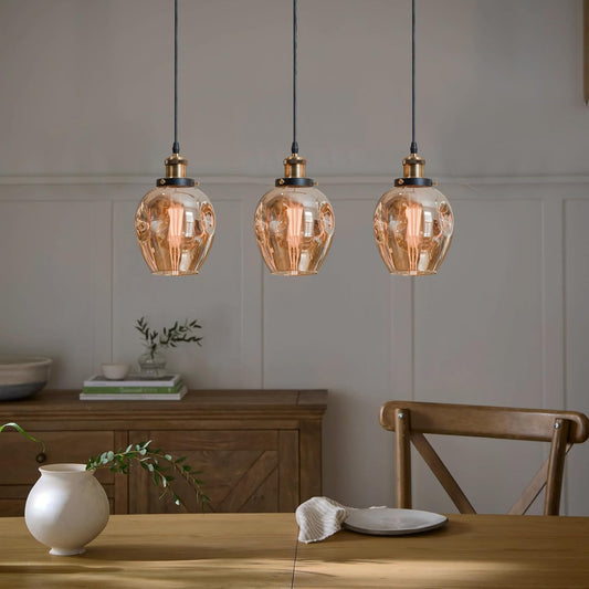 Industriële retro loft glazen 3-weg plafondlamp met kap ~5607