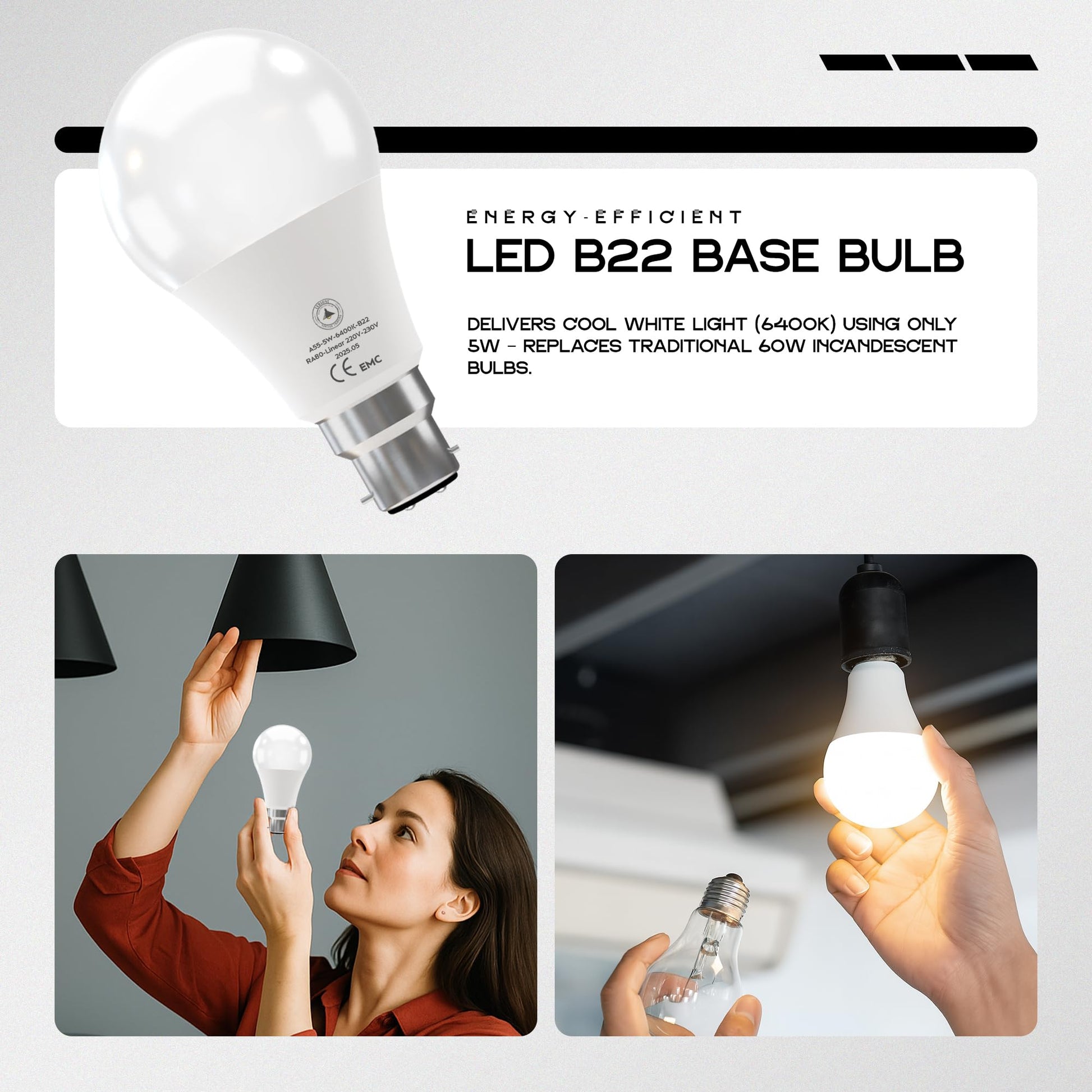 a60 bc non-dimmable 22w f