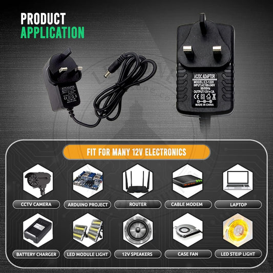 AC DC 12V 1A Voedingsadapter Ladertransformator voor 3528/5050 LED-strip~2366 