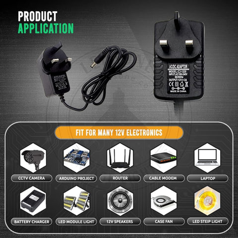 AC DC 12V 1A Voedingsadapter Ladertransformator voor 3528/5050 LED-strip~2366 