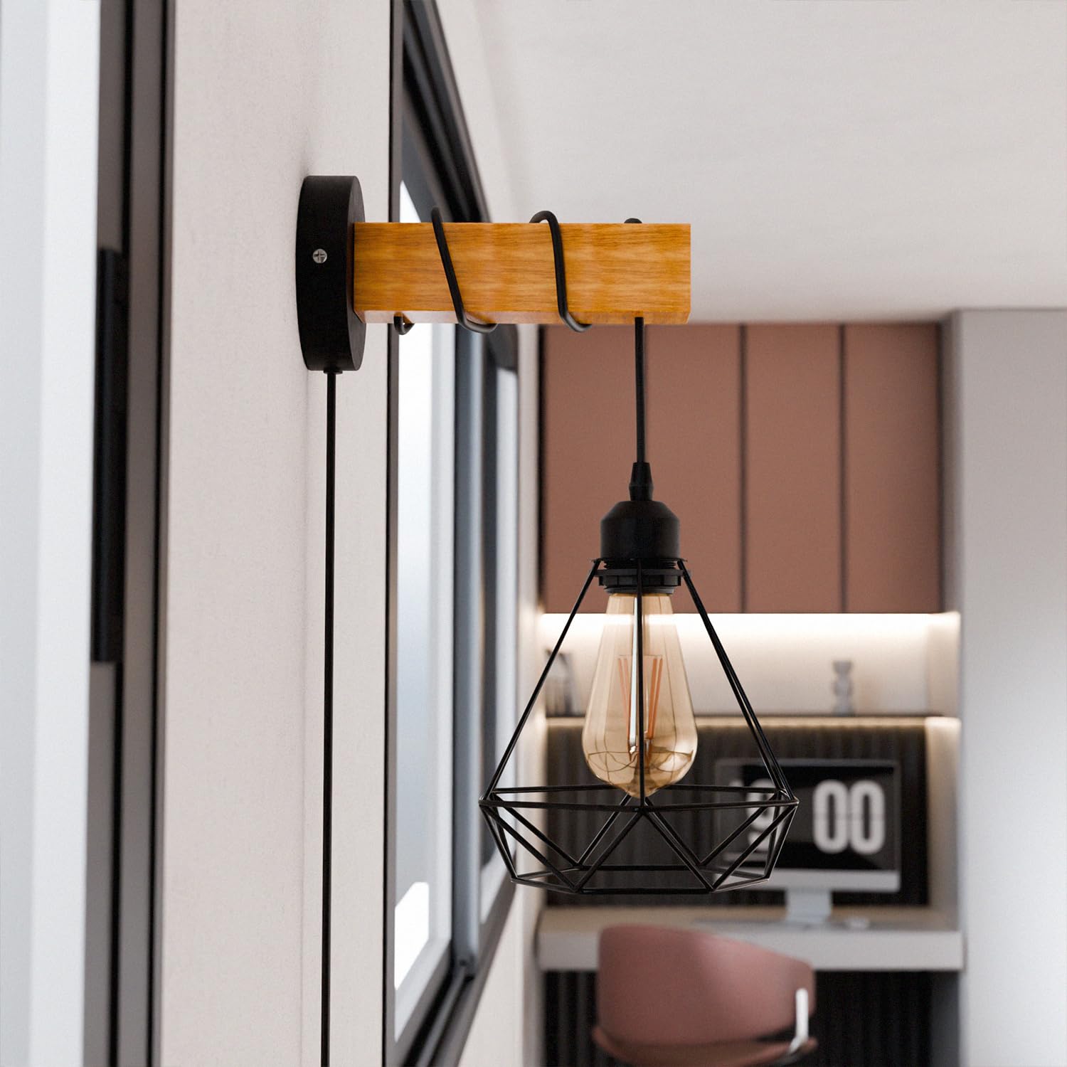light with edison wall rustic