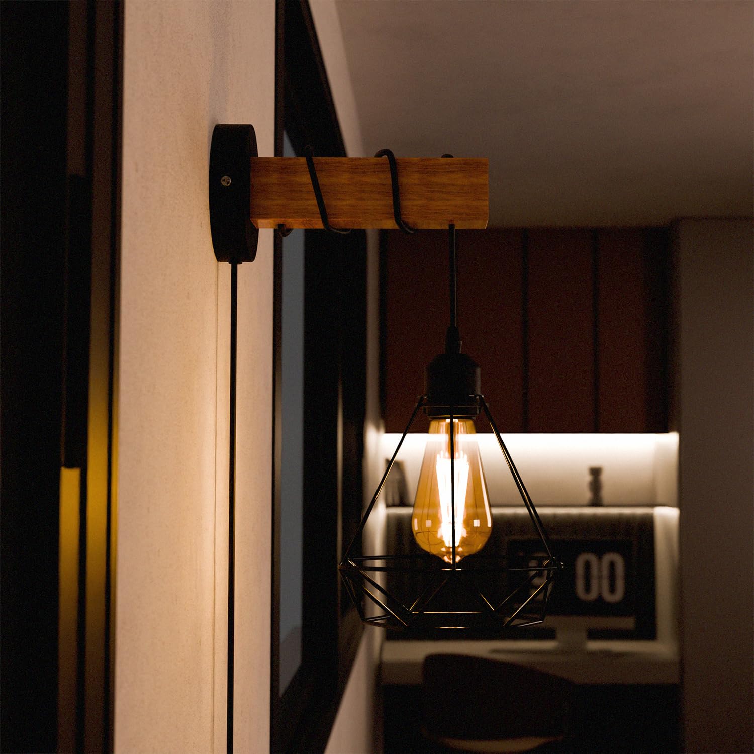 light with edison wall rustic