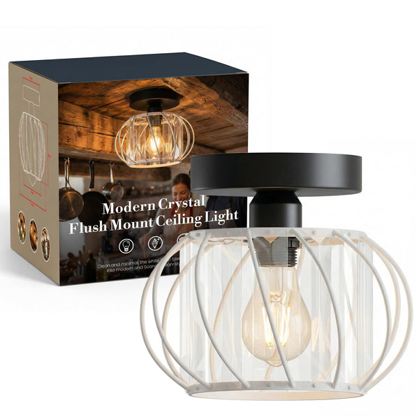 Lantern Shape 1 Light Semi Pendant~6530 – White / Yes