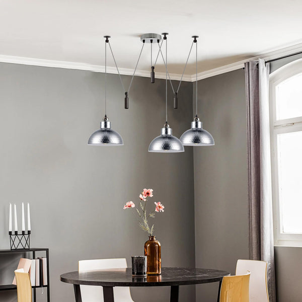 3 Pendant Lights Over Dining Table 2M Height Adjustable ~6604 – With Bulb