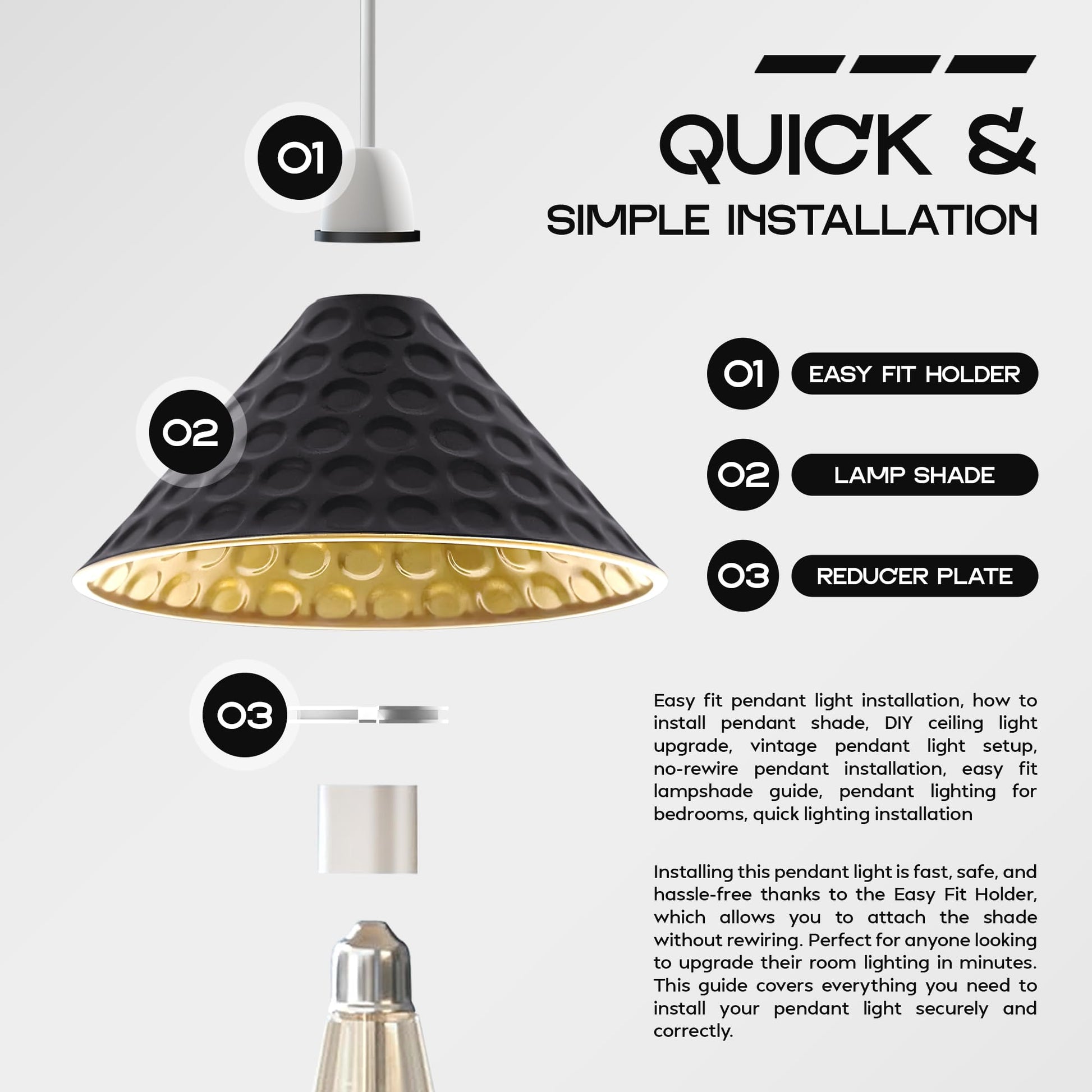 light shade black brass pendan