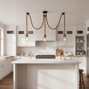 Retro Vintage Henneptouw Plafondlamp Multi Outlet ~ 3705