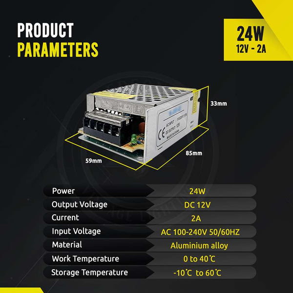 AC 100/240V naar DC12V 12W -720W gereguleerde schakelende voeding LED-transformatordriver~1406 – 24W