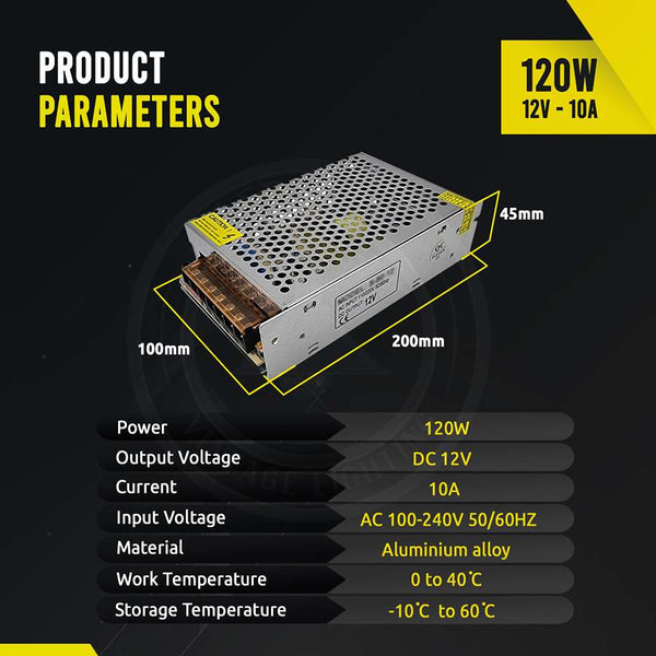 AC 100/240V naar DC12V 12W -720W gereguleerde schakelende voeding LED-transformatordriver~1406 – 120W