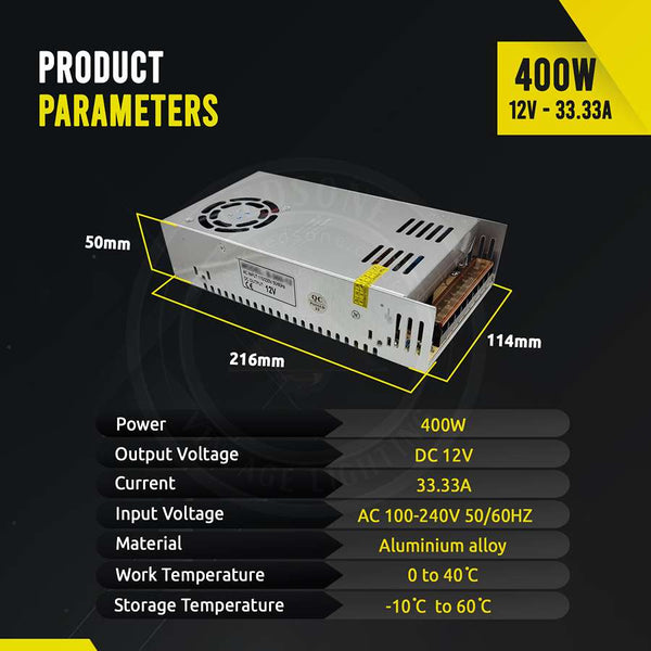 AC 100/240V naar DC12V 12W -720W gereguleerde schakelende voeding LED-transformatordriver~1406 – 400W