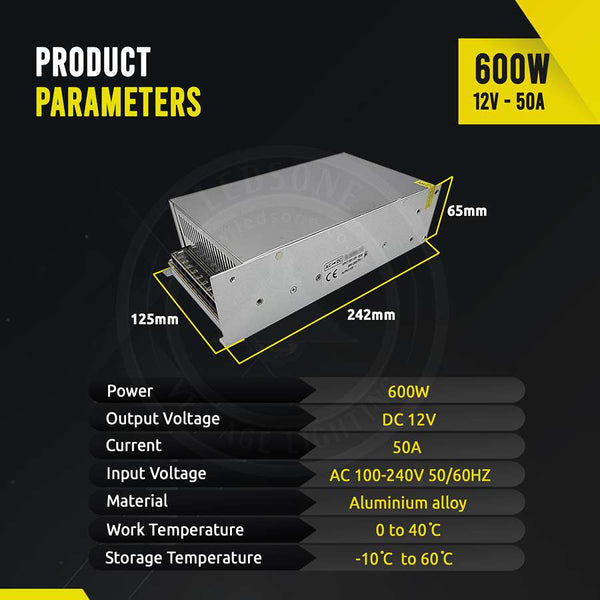 AC 100/240V naar DC12V 12W -720W gereguleerde schakelende voeding LED-transformatordriver~1406 – 600W