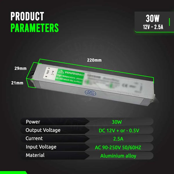IP67 DC 12V waterdichte LED-driver LED-voeding Ledsone-transformator ~ 4490 – 30W