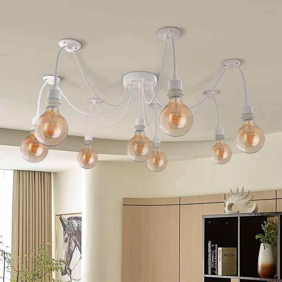 8 way spider Light E27 Pendant Light adjustable cable with swag hook for Kitchen Island Living Room Bedroom Bar Decor-Application image