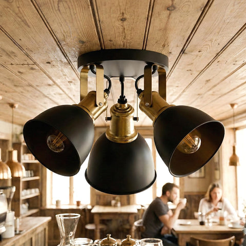 3 Light Semi Flush Ceiling Light  Adjustable Spotlights ~6469