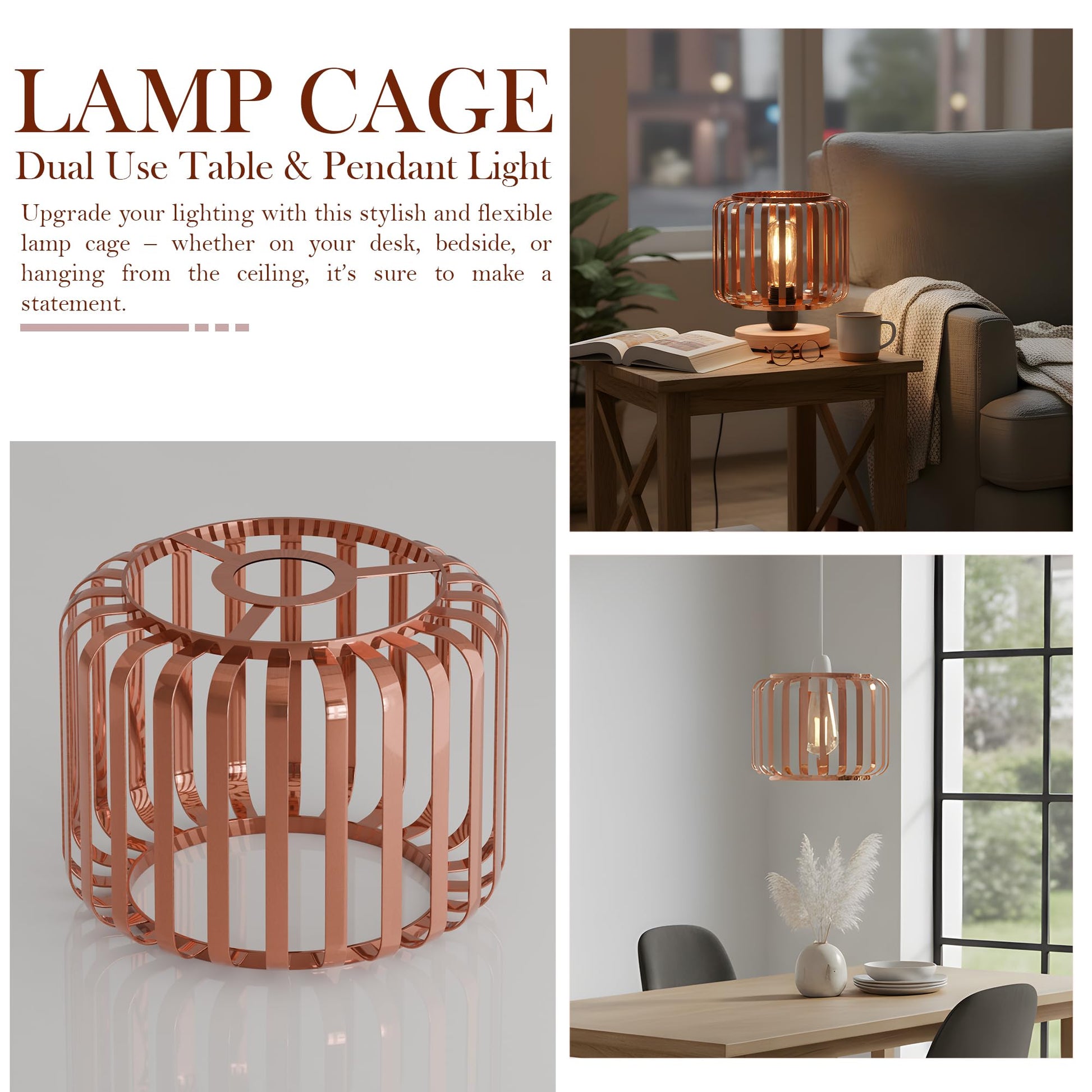 shade chrome cage copper light