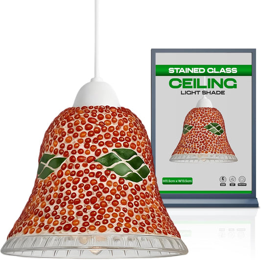Handgemaakte kleurrijke lamp met glazen bol, mozaïekverlichting, handgemaakte plafondlamp, hanglampkap~4913